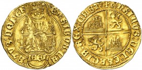 Enrique IV (1454-1474). Jaén. Enrique "de la silla". (AB. 657) (M.R. 20.3 var). 4,57 g. Orla cuatrilobular en anverso y circular en reverso. Bellísima...
