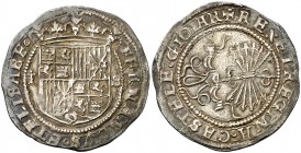 Reyes Católicos. Sevilla. 1 real. (AC. 430) (V.Q. 6598, mismo ejemplar). 3,32 g. Preciosa pátina. EBC.