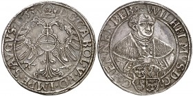 1553. Carlos I. Condado de Henneberg. 1 taler. (Dav. 9252) (Kr. 29). 28,18 g. Acuñación de Guillermo V. Bella. Muy rara. EBC.