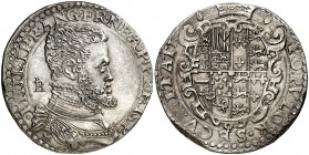 s/d. Felipe II. Nápoles. IBR. 1/2 ducado. (Vti. 349) (MIR. 160). 14,58 g. Con el título de rey de Inglaterra y príncipe de España. Pequeño león bajo e...