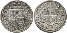 1586. Felipe II. Segovia. 8 reales. (AC. 706). 27,17 g. Acueducto de tres arcos y dos pisos. Mínimas rayitas de acuñación. Único real de a ocho con el...