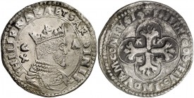 s/d. Felipe II. Cagliari. 10 reales. (Vti. 399) (MIR. 38). 28,99 g. Oxidaciones superficiales en reverso, pero muy buen ejemplar para esta ceca. Ex Áu...