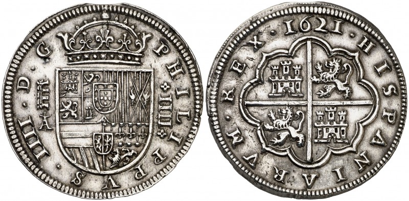 1621. Felipe IV. Segovia. . 4 reales. (AC. 1163). 12,92 g. El ordinal IIII recti...