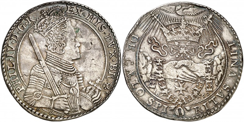 1660. Felipe IV. Sin marca de ceca. Doble ducatón. (Vti. 1385) (Vanhoudt falta)....