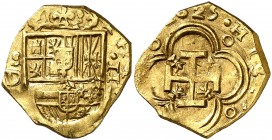 1625. Felipe IV. Sevilla. D. 2 escudos. (AC. 1827) (Tauler falta). 6,74 g. Magnífico relieve. Precioso color. Única conocida. Ex Colección Isabel de T...