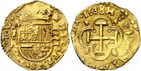1638. Felipe IV. MD (Madrid). A/P. 4 escudos. (AC. 1848) (Tauler 39b, mismo ejemplar). 13,59 g. Todos los datos perfectos. Preciosa pátina de monetari...