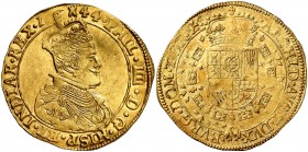 1644. Felipe IV. Tournai. Doble soberano. (Vti. 1562, error foto) (Vanhoudt 637.TO). 11,06 g. Muy bella. Brillo original. Ex Colección Caballero de la...