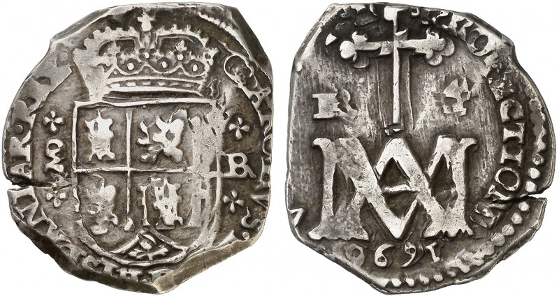 1690. Carlos II. MD (Madrid). BR. 4 reales. (AC. 480, mismo ejemplar). 10,76 g. ...