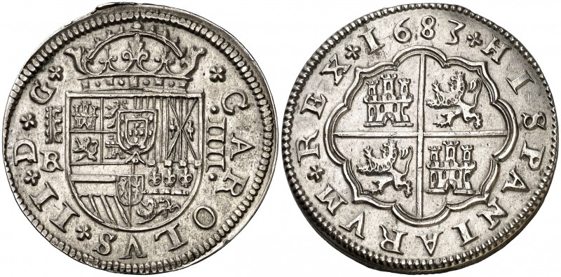 1683. Carlos II. Segovia. BR. 4 reales. (AC 558, mismo ejemplar). 13,66 g. Con e...