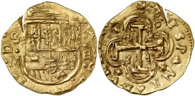 (169)8. Carlos II. Sevilla. M. 8 escudos. (AC. 1054) (Cal.Onza 192) (Tauler 192, mismo ejemplar). 26,55 g. Con el escusón de Portugal. Lises en los án...