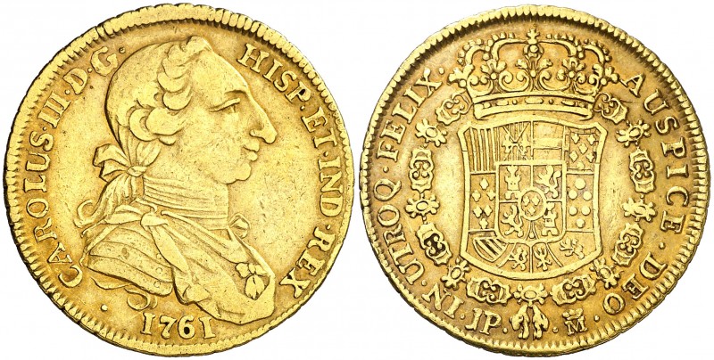 1761. Carlos III. Madrid. JP. 4 escudos. (AC. 1775). 13,38 g. Tipo "cara de rata...