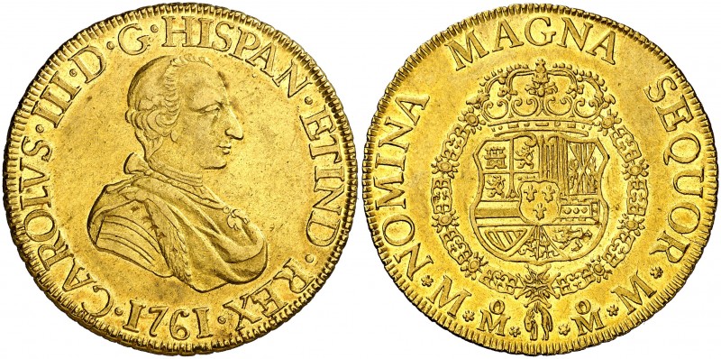 1761. Carlos III. México. MM. 8 escudos. (AC. 1980) (Cal.Onza 743). 27 g. Primer...