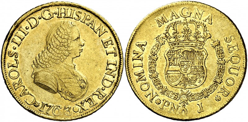 1763/2. Carlos III. Popayán. J. 8 escudos. (AC. 2029) (Cal.Onza 793, indica "poc...