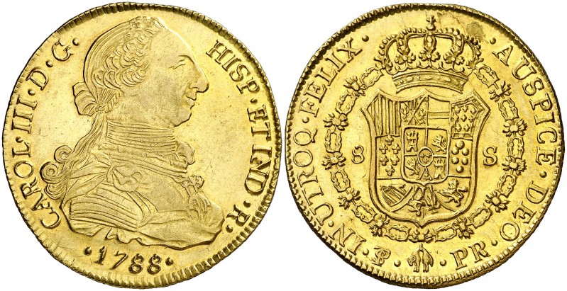 1788. Carlos III. Potosí. PR. 8 escudos. (AC. 2075) (Cal.Onza 842). 27 g. Sin cl...