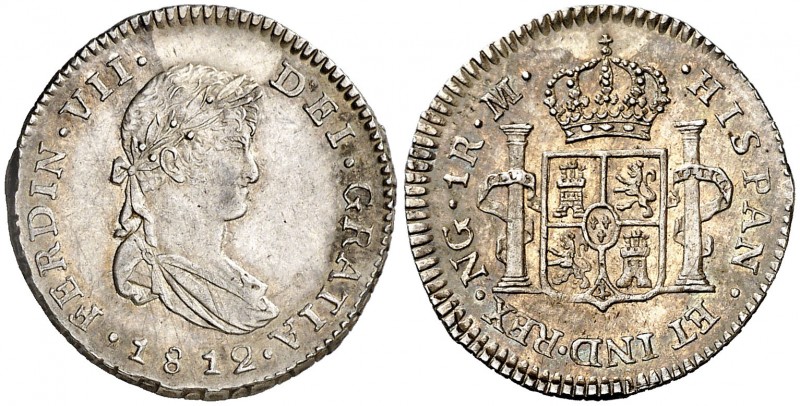 1812. Fernando VII. Guatemala. M. 1 real. (AC. 552). 3,50 g. Bella. Brillo origi...