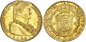 1811. Fernando VII. Santiago. FJ. 8 escudos. (AC. 1865) (Cal.Onza 1348). 27 g. Busto almirante. Muy bella. Brillo original. Atractiva pátina. Escasa a...