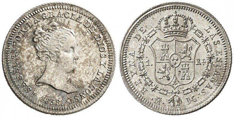 1838. Isabel II. Madrid. DG (Departamento de Grabado). 1 real. (AC. 291). 1,52 g...