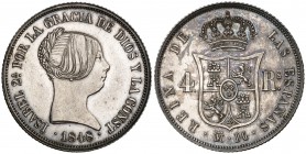 1848. Isabel II. Madrid. DG (Departamento de Grabado). 4 reales. (AC. 455, mismo ejemplar). 5,34 g. Mínimas rayitas. Muy bella. Brillo original. Rarís...