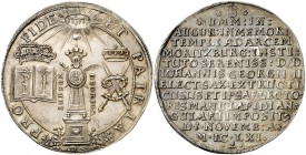 1661. Alemania. Sajonia albertina. Juan Jorge II. Doble taler. (Kr. 496) (Dav. LS401). 58,37 g. AG. Bella. Preciosa pátina. Muy rara. EBC+.