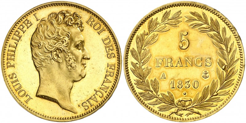 1830. Francia. Luis Felipe I. A (París). 5 francos. (Fr. falta) (Kr. falta) (Gad...