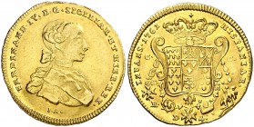1761. Italia. Fernando IV, Infante de España. Nápoles. I. A./ C. C. R. 4 ducados. (Fr. 847) (Vti. 321) (Kr. 169) (MIR. 359/1). 5,88 g. AU. Bella. Bril...