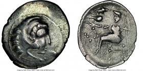 DANUBE REGION. Balkan Tribes. Imitating Philip III Arrhidaeus (323-317 BC). Ca. 3rd-2nd century BC. AR drachm (21mm, 11h). NGC VF. Head of Heracles ri...