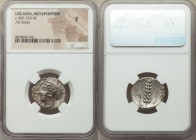 LUCANIA. Metapontum Ca. 400-340 BC. AR stater (21mm, 12h). NGC Fine. Head of Demeter left, hair bound in net / META, barley ear with seven grains; sin...