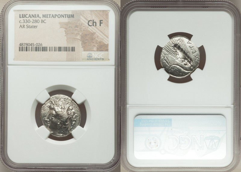 LUCANIA. Metapontum. Ca. 330-280 BC. AR stater (21mm, 5h). NGC Choice Fine. Head...