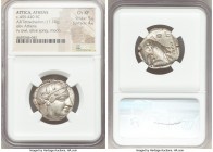 ATTICA. Athens. Ca. 455-440 BC. AR tetradrachm (24mm, 17.18 gm, 2h). NGC Choice XF 5/5 - 4/5. Early transitional issue. Head of Athena right, wearing ...
