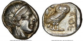 ATTICA. Athens. Ca. 440-404 BC. AR tetradrachm (24mm, 17.19 gm, 5h). NGC Choice AU 5/5 - 4/5. Mid-mass coinage issue. Head of Athena right, wearing cr...