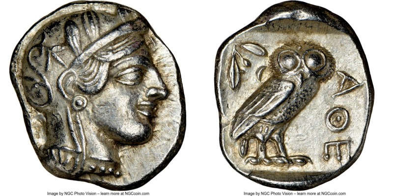 ATTICA. Athens. Ca. 440-404 BC. AR tetradrachm (26mm, 17.18 gm, 7h). NGC Choice ...