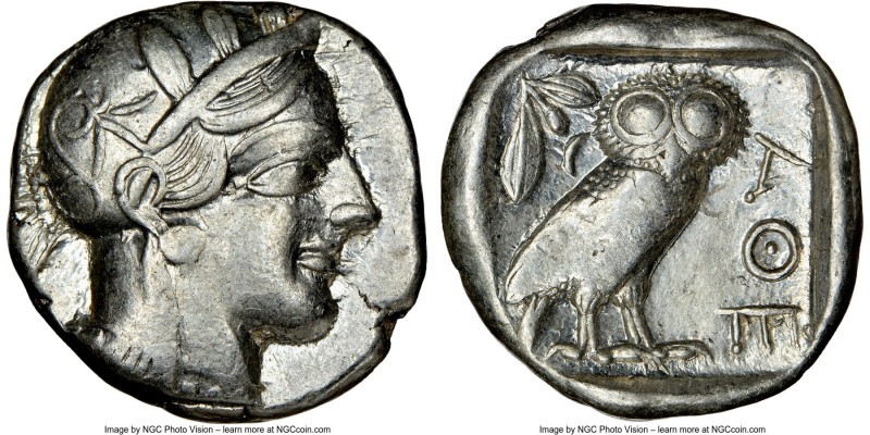 ATTICA. Athens. Ca. 440-404 BC. AR tetradrachm (25mm, 17.18 gm, 9h). NGC XF 2/5 ...