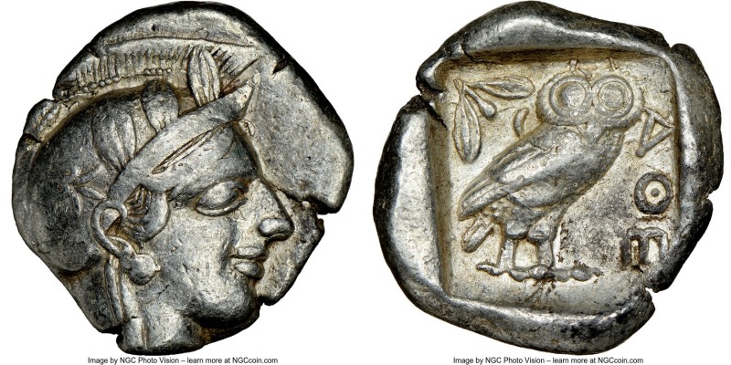 ATTICA. Athens. Ca. 440-404 BC. AR tetradrachm (27mm, 17.17 gm, 5h). NGC VF 5/5 ...