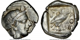 ATTICA. Athens. Ca. 440-404 BC. AR tetradrachm (27mm, 17.17 gm, 5h). NGC VF 5/5 - 4/5. Mid-mass coinage issue. Head of Athena right, wearing crested A...