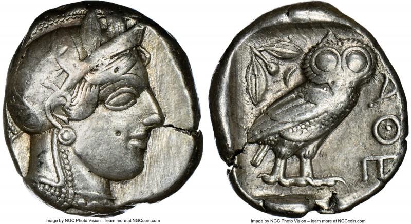 ATTICA. Athens. Ca. 440-404 BC. AR tetradrachm (24mm, 17.13 gm, 1h). NGC VF 4/5 ...