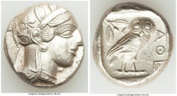 ATTICA. Athens. Ca. 440-404 BC. AR tetradrachm (24mm, 17.19 gm, 1h). AU. Mid-mass coinage issue. Head of Athena right, wearing crested Attic helmet or...
