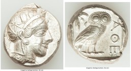ATTICA. Athens. Ca. 440-404 BC. AR tetradrachm (24mm, 17.20 gm, 8h). AU, marks. Mid-mass coinage issue. Head of Athena right, wearing crested Attic he...