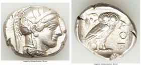 ATTICA. Athens. Ca. 440-404 BC. AR tetradrachm (25mm, 17.18 gm, 11h). AU, marks. Mid-mass coinage issue. Head of Athena right, wearing crested Attic h...