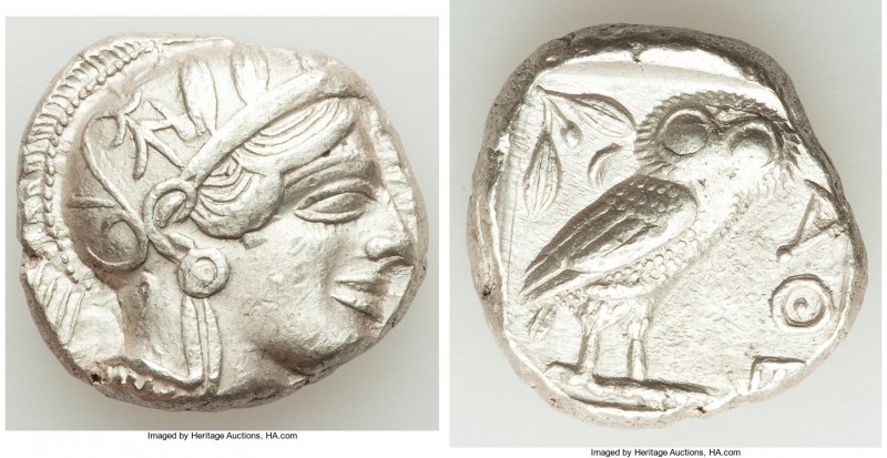 ATTICA. Athens. Ca. 440-404 BC. AR tetradrachm (24mm, 17.20 gm, 10h). XF. Mid-ma...