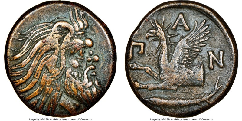 CIMMERIAN BOSPORUS. Panticapaeum. 4th century BC. AE (21mm, 5h). NGC VF. Head of...