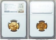 PONTIC KINGDOM. Mithradates VI (120-63 BC). AV stater (21mm, 8.25 gm, 1h). NGC Choice AU 5/5 - 2/5, test cut, scuffs. Late posthumous issue in name an...
