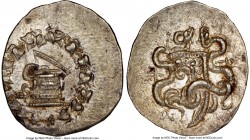 MYSIA. Pergamum. Ca. 180/167-133 BC. AR cistophorus (31mm, 12.83 gm, 11h). NGC Choice AU 4/5 - 4/5. Ca. 160-150 BC. Serpent emerging from cista mystic...