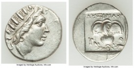 CARIAN ISLANDS. Rhodes. Ca. 88-84 BC. AR drachm (15mm, 2.61 gm, 11h). About AU. Plinthophoric standard, Lysimachu(s), magistrate. Radiate head of Heli...