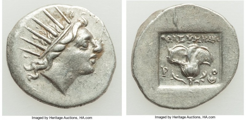 CARIAN ISLANDS. Rhodes. Ca. 88-84 BC. AR drachm (16mm, 2.48 gm, 2h). XF. Plintho...