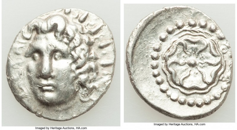 CARIAN ISLANDS. Rhodes. Ca. 84-30 BC. AR drachm (20mm, 4.00 gm, 2h). AU. Radiate...