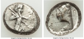 ACHAEMENID PERSIA. Darius I-Xerxes II (ca. 485-480 BC). AR siglos (20mm, 5.48 gm). VF. Sardes. Persian king or hero, wearing cidaris and candys, drape...