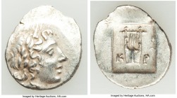 LYCIAN LEAGUE. Cragus. Ca. 48-20 BC. AR hemidrachm (17mm, 2.10 gm, 12h). XF. Series 1. Laureate head of Apollo right; Λ-Y below / K-P, cithara (lyre);...