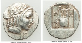 LYCIAN LEAGUE. Masicytes. Ca. 48-20 BC. AR hemidrachm (16mm, 1.92 gm, 12h). XF. Series 5. Laureate head of Apollo right; Λ-Y below / M-A, cithara (lyr...