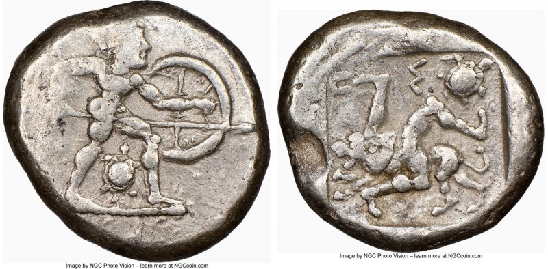 PAMPHYLIA. Aspendus. Ca. mid-5th century BC. AR stater (21mm, 4h). NGC VF. Helme...