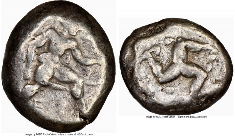 PAMPHYLIA. Aspendus. Ca. mid-5th century BC. AR stater (19mm). NGC Fine. Ca. 460...
